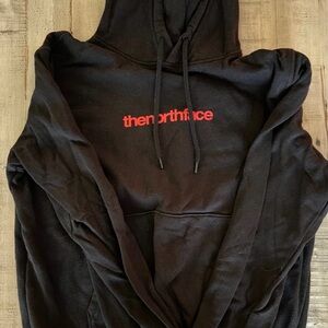 The North Face Black Hoodie with Red Text